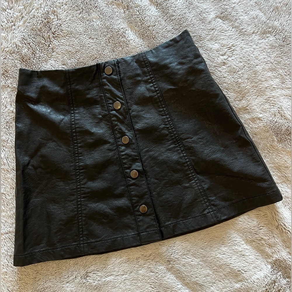 Black Button-Up Mini Skirt